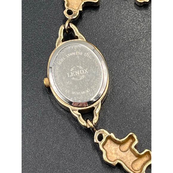 Lenox Vintage Sterling Silver Vermeil Elephant Trunk Up Jade Cabochon Watch 6.5”